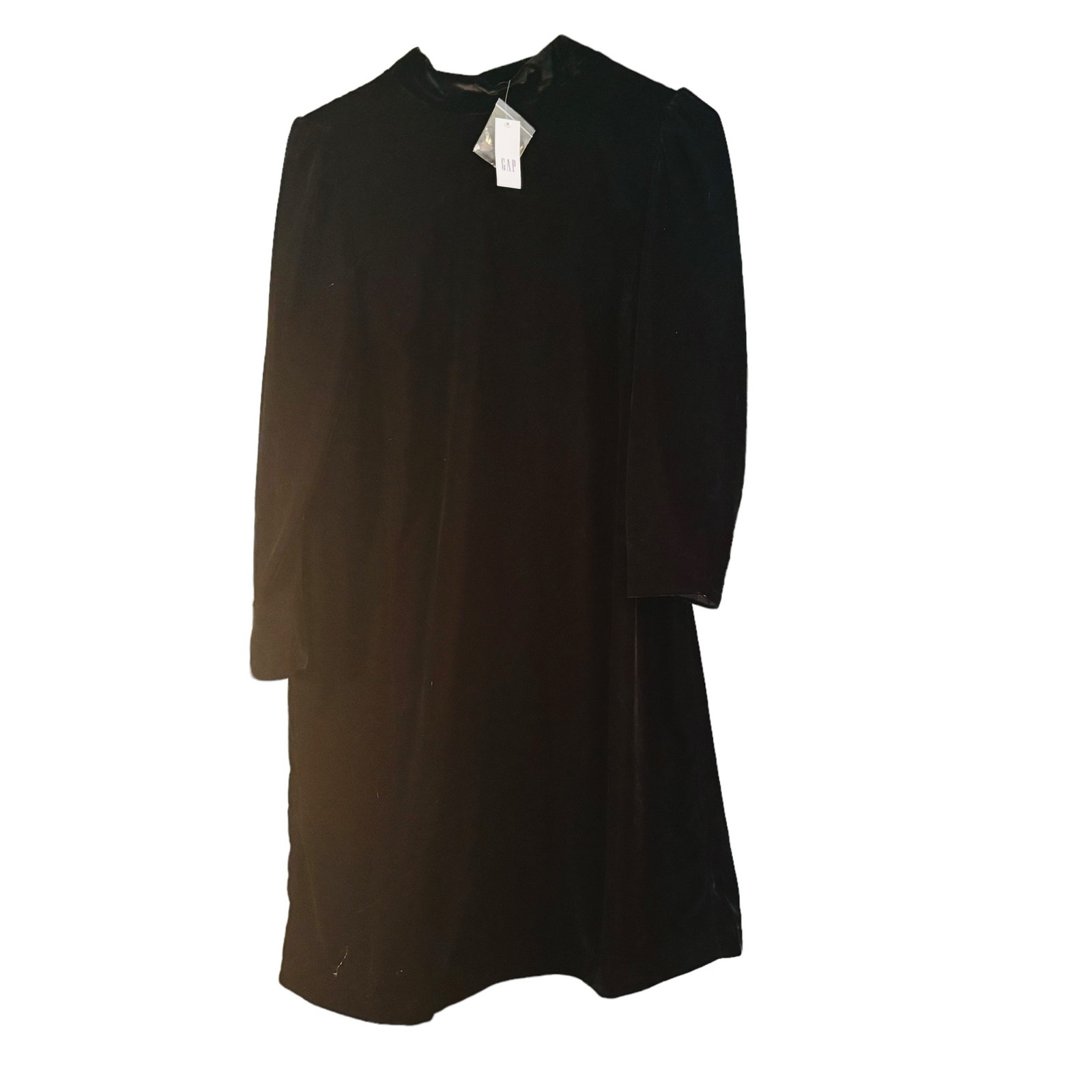 Gap Black Velvet Dress High Neck Whimsy Goth Sz Medium Tall Classic Formal New